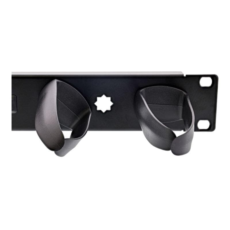 INLINE 19″ Kabelführungspanel, 5 Kunststoffbügel abnehmbar, RAL 9005, schwarz