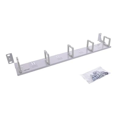 INLINE 19″ Kabelführungspanel, 1HE, 5 Kunststoffbügel, horizontal, grau