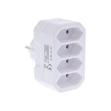 INLINE Steckdosenadapter, Schutzkontakt Stecker an 4x Eurobuchse, weiß