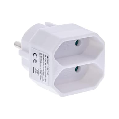 INLINE Steckdosenadapter, Schutzkontakt Stecker an 2x Eurobuchse, weiß