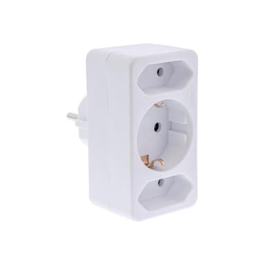 INLINE Steckdosenadapter, Schutzkontakt Stecker an 2x Euro + 1x SK, weiß