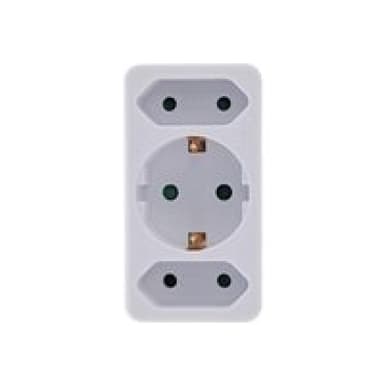 INLINE Steckdosenadapter, Schutzkontakt Stecker an 2x Euro + 1x SK, weiß