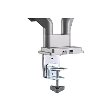 INLINE Tischhalterung mit Lifter & USB/Audio, 2 Monitore bis 81cm (32″),silber