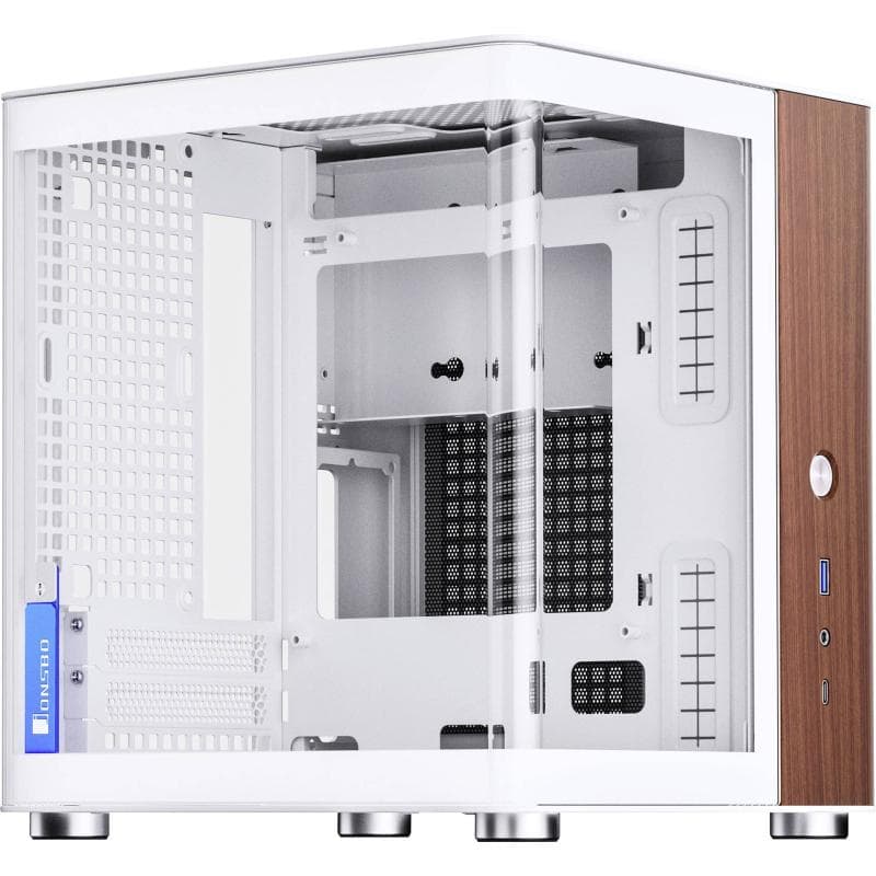 JONSBO TK-0 PC Gehäuse, Mini-Tower, Mini-ITX, Tempered Glass, Holz - weiß