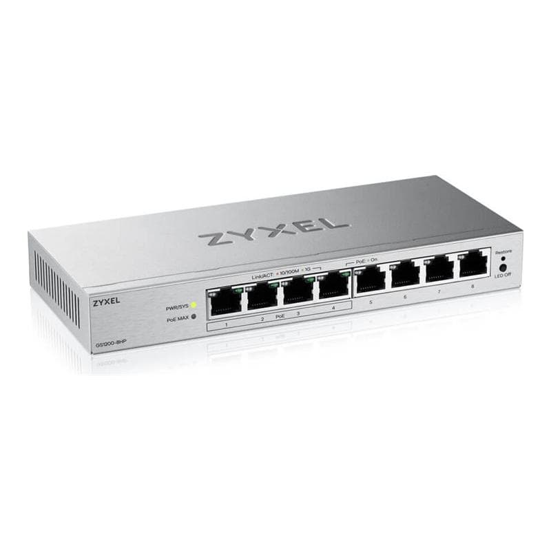 ZYXEL GS1200-8HPV3 8-Port Gigabit PoE websmart managed