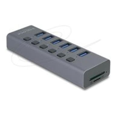DELOCK Externer USB 5Gbps 6 Port Hub mit Schalter & Micro SD