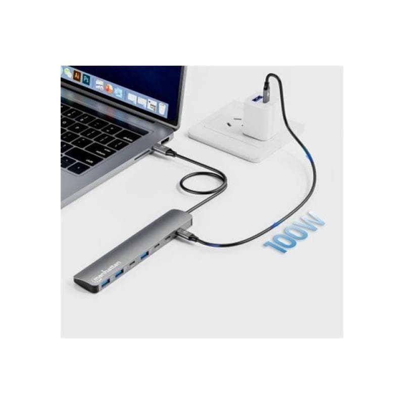 MANHATTAN 7-Port USB-C/USB-A Hub 4+3 mit Power Delivery