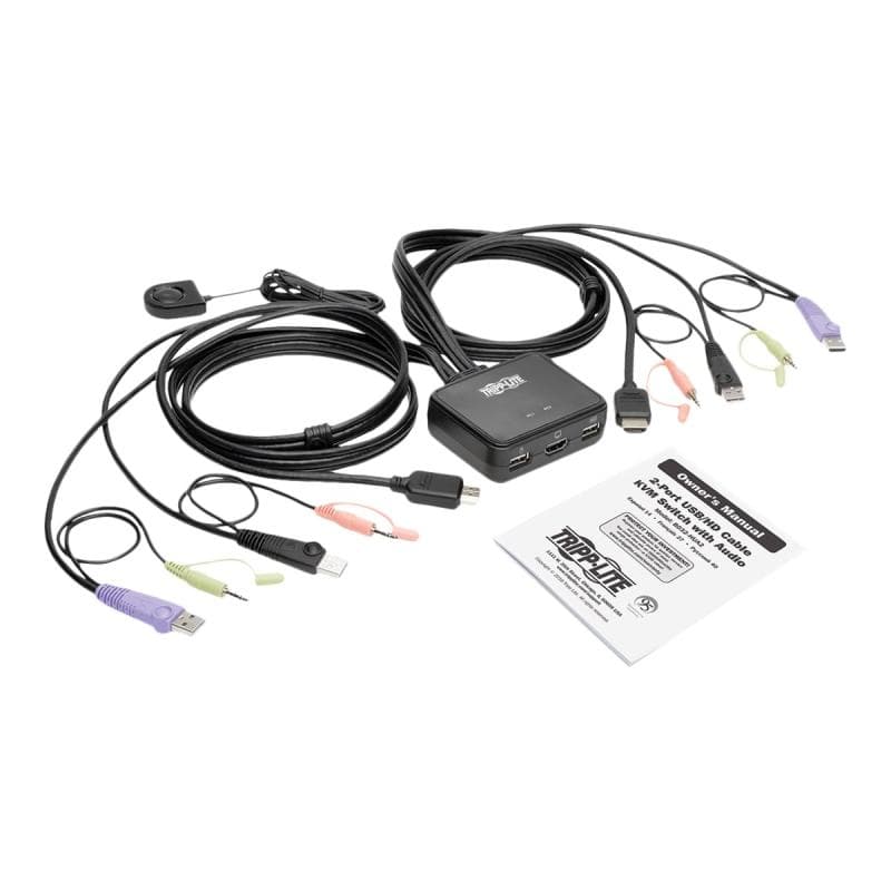 TRIPPLITE 2-Port USB/HD Cable KVM Switch with Audio/Video Cables and USB Peripheral Sharing