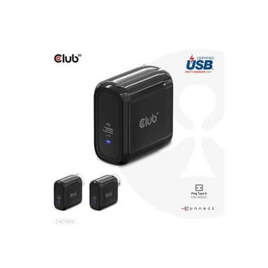 CLUB3D CAC-1905 Notebook-Netzteil 65 W 1x USB-C® Schwarz Innenbereich GaN