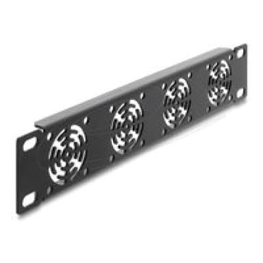 DELOCK 25,4cm 10Zoll 1 HE Rackblende fur 4 Lufter 40 x 40mm dunkelgrau