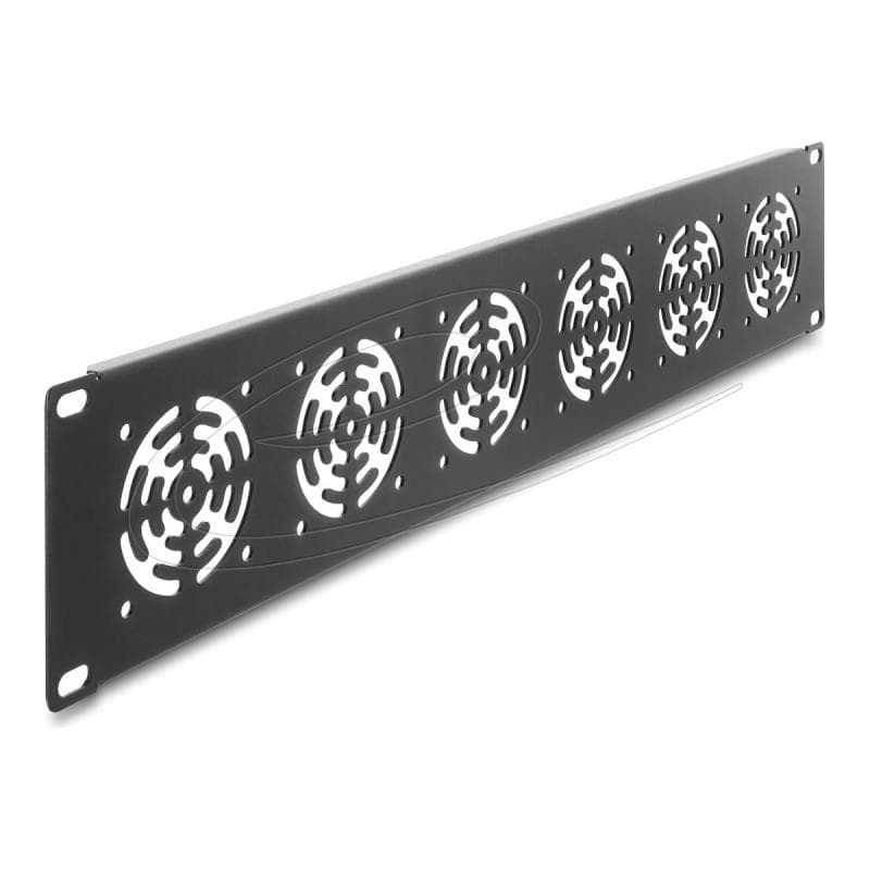 DELOCK 48,26cm 19Zoll 2 HE Rackblende fur 6 Lufter 60 x 60mm dunkelgrau