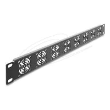 DELOCK 48,26cm 19Zoll 1 HE Rackblende fur 8 Lufter 40 x 40mm dunkelgrau