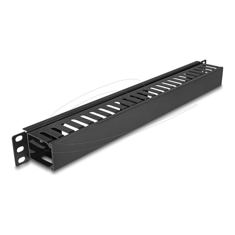 DELOCK 48,26cm 19Zoll 1 HE Kabelmanagement Rangierpanel mit 2 Öffnungen Metall / Kunststoff schwarz