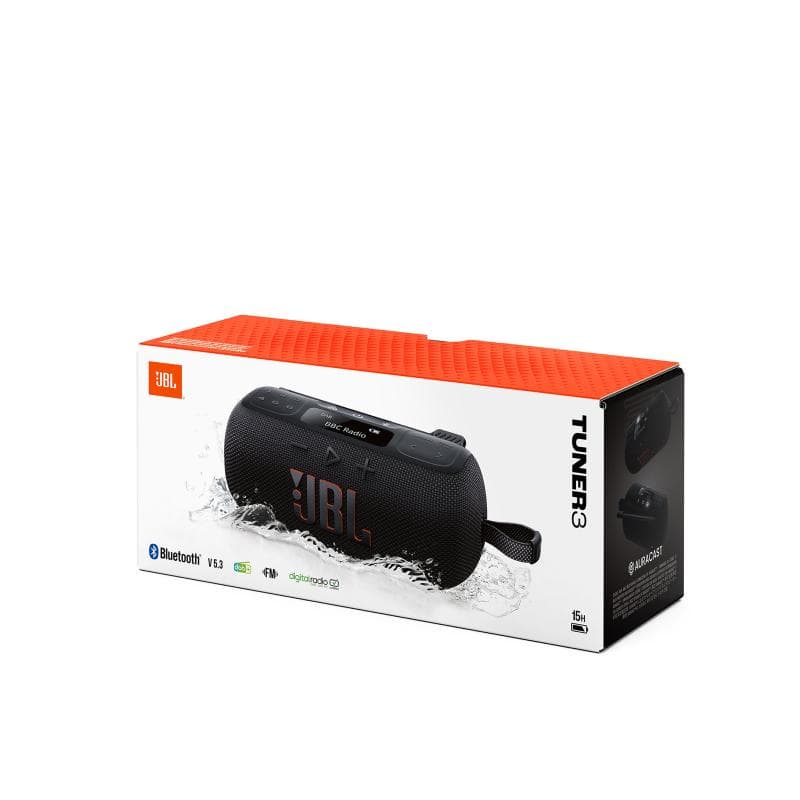 JBL Tuner 3 Bluetooth-Lautsprecher mit FM/DAB-Tuner schwarz IP67 Auracast