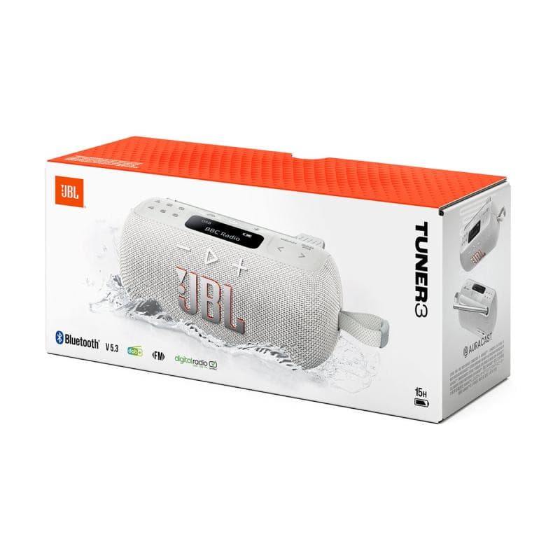 JBL Tuner 3 Bluetooth-Lautsprecher mit FM/DAB-Tuner weiß IP67 Auracast