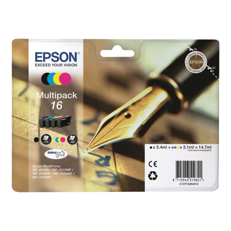 EPSON 16 Multipack 4er Pack Schwarz, Gelb, Cyan, Magenta Tintenpatrone