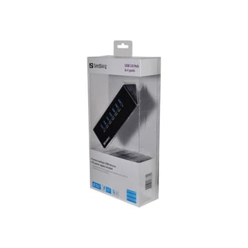 SANDBERG USB 3.0 Hub 7 ports Siebmal USB 3.0 Ausgaenge Ueberlastungsschutz 1m USB 3.0 Kabel und 230V