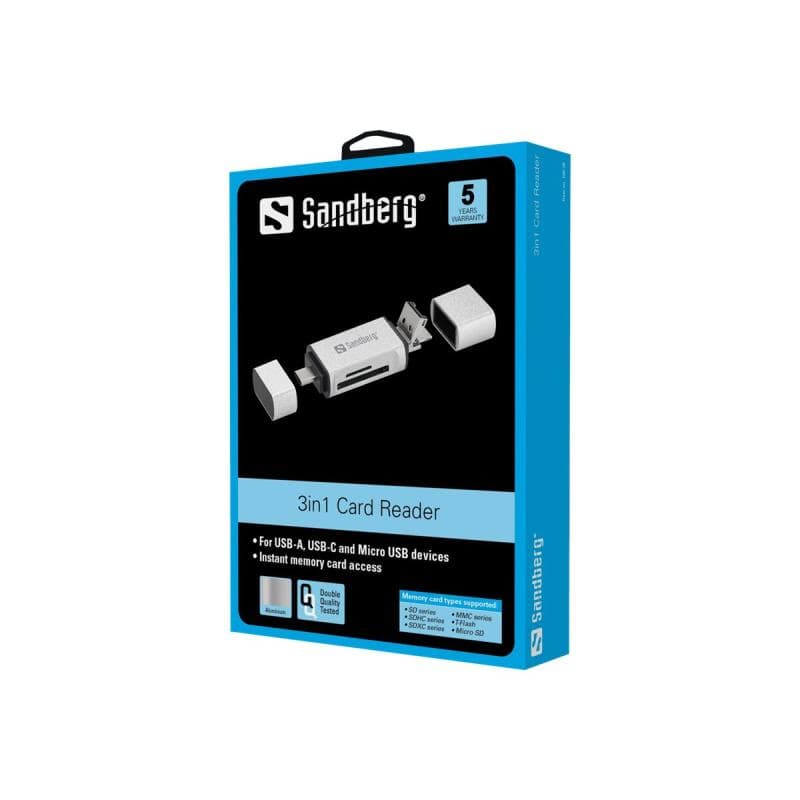 SANDBERG - Kartenleser (SD, microSD) - micro USB / USB / USB-C