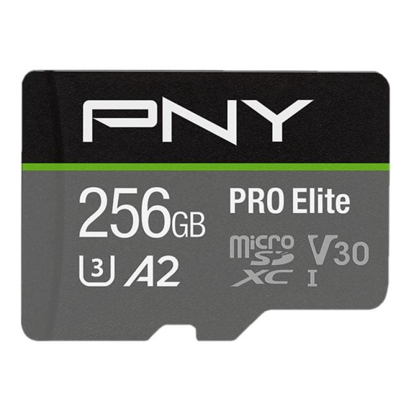 PNY Micro SD Card PRO Elite 256GB XC Class 10 UHS-I U3 A2 V30 + SD adapter