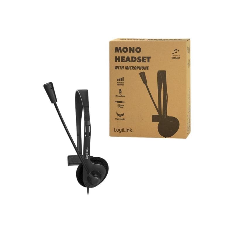 LOGILINK Headset Mono, with Microphone, 1x 3.5mm, ecofriendly