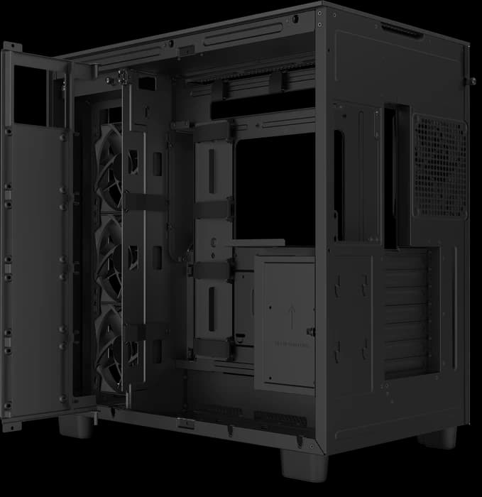 NZXT H9 Flow Black, schwarz, Glasfenster