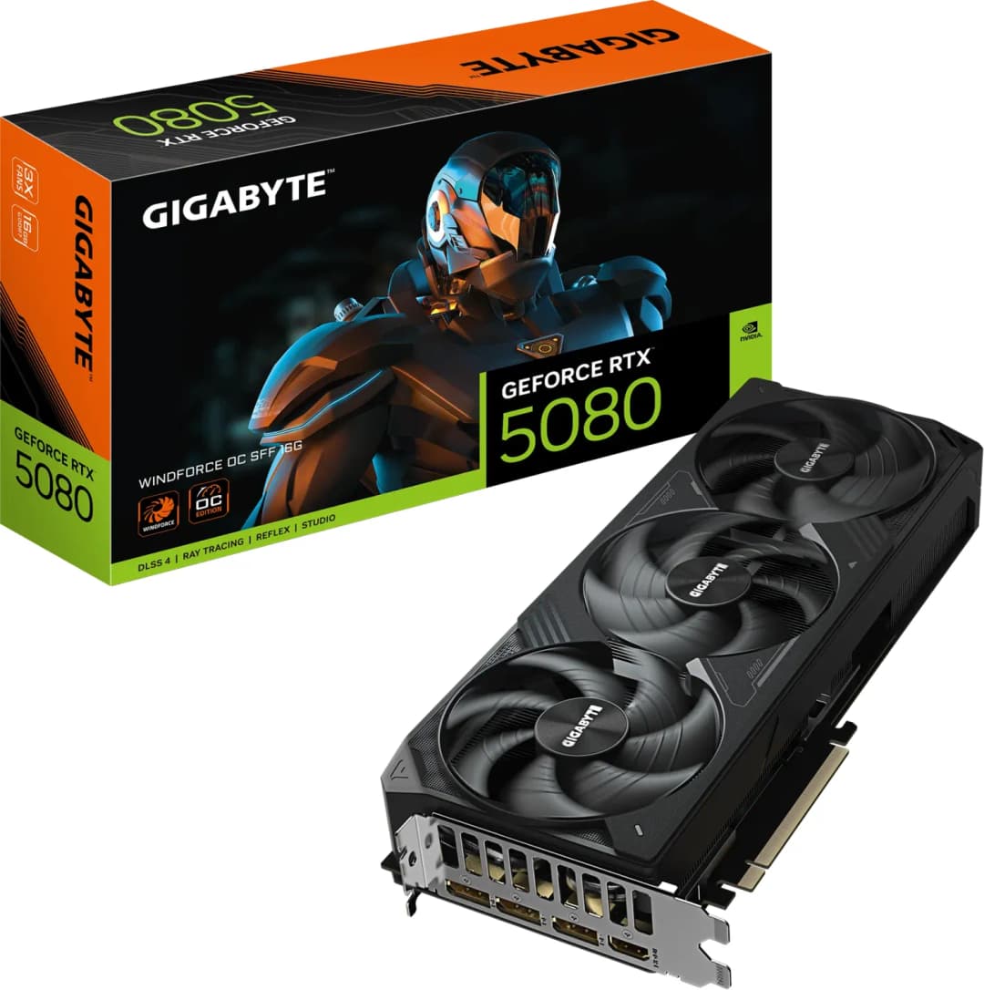 GIGABYTE GeForce RTX 5080 Windforce OC SFF 16G, 16GB GDDR7, HDMI, 3x DP