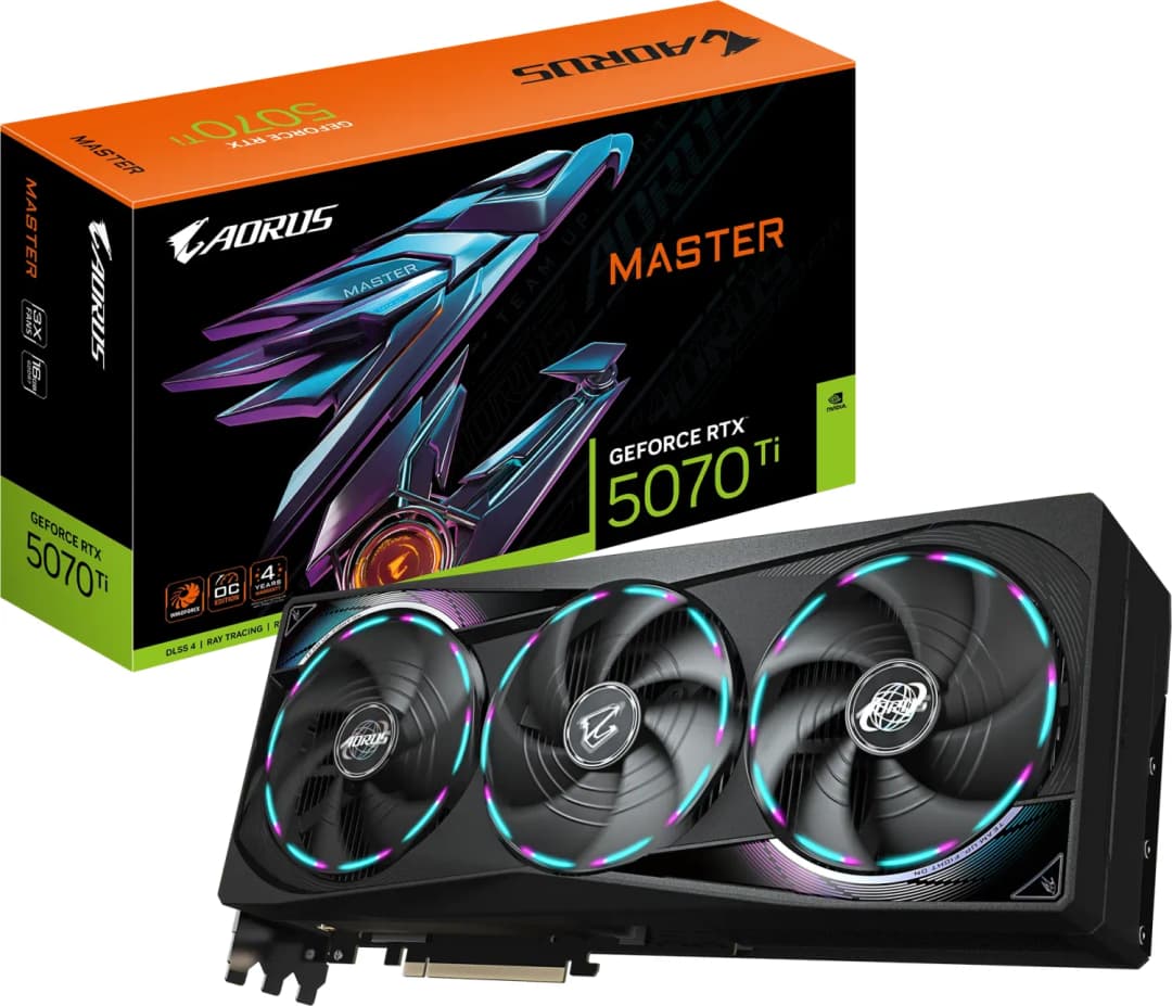 GIGABYTE AORUS GeForce RTX 5070 Ti Master 16G, 16GB GDDR7, HDMI, 3x DP