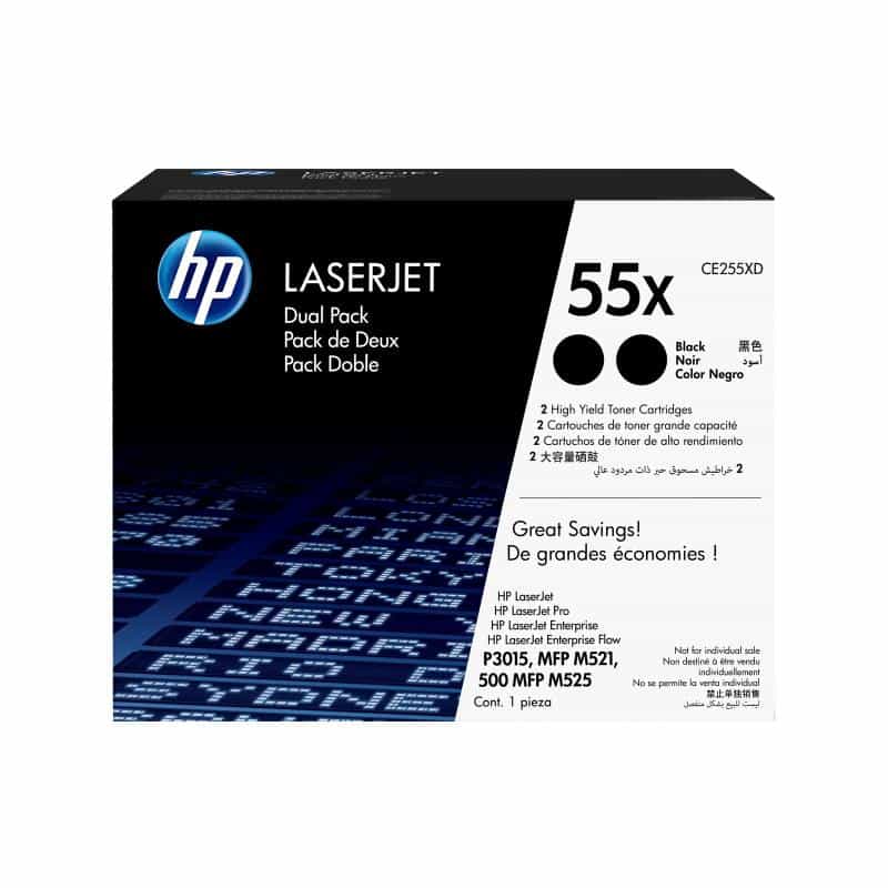 HP 55X 2er Pack Schwarz LaserJet Tonerpatrone (CE255XD) HP 55X 2er Pack Schwarz LaserJet Tonerpatrone (CE255XD)