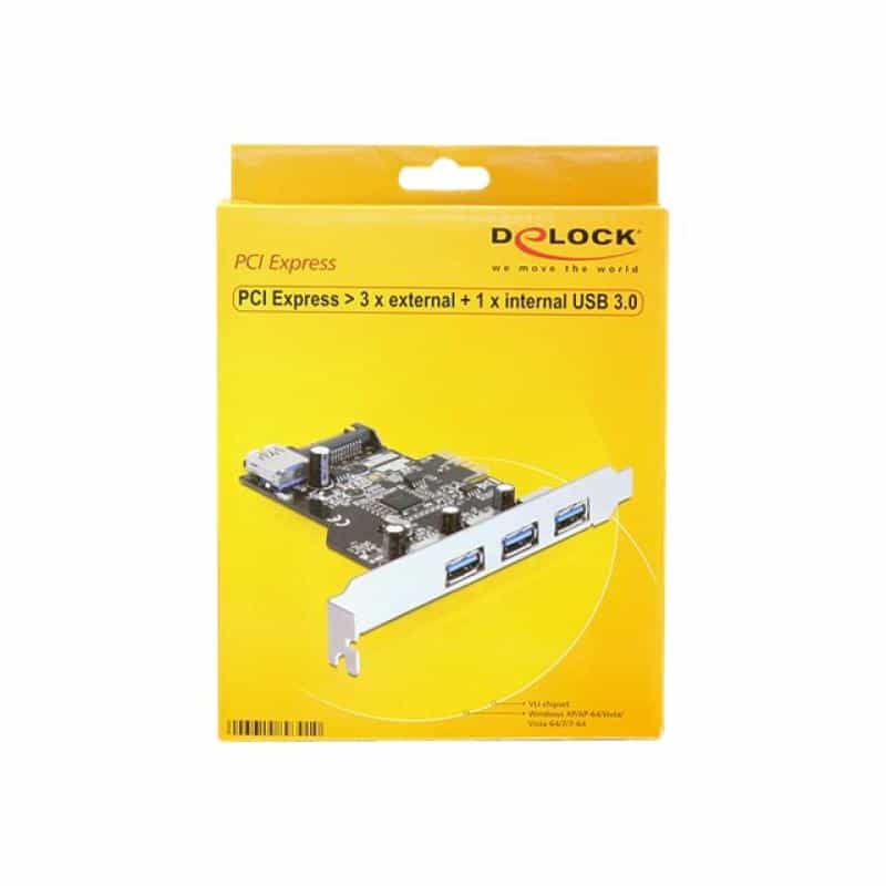 I/O PCI-Express DELOCK 3x ext. + 1x int. USB3.0 (inkl.LP Blende) I/O PCI-Express DELOCK 3x ext. + 1x int. USB3.0 (inkl.LP Blende)