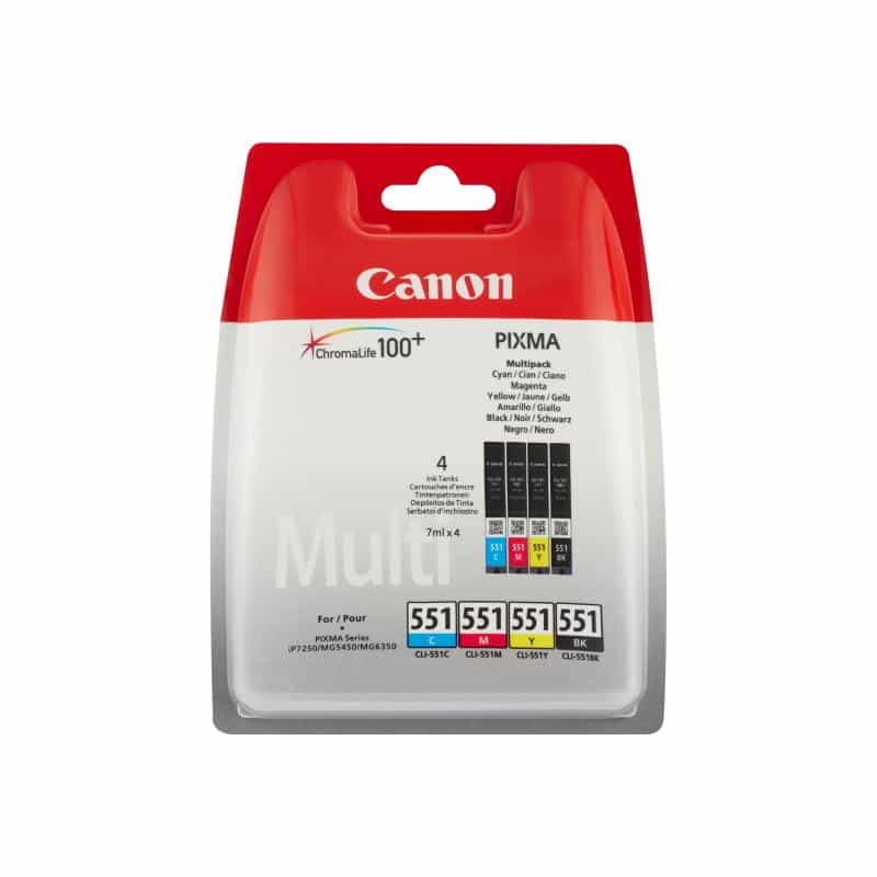 CANON CLI 551 C/M/Y/BK Multipack 4er Pack Schwarz, Gelb, Cyan, Magenta Tintenbehälter CANON CLI 551 C/M/Y/BK Multipack 4er Pack Schwarz, Gelb, Cyan, Magenta Tintenbehälter
