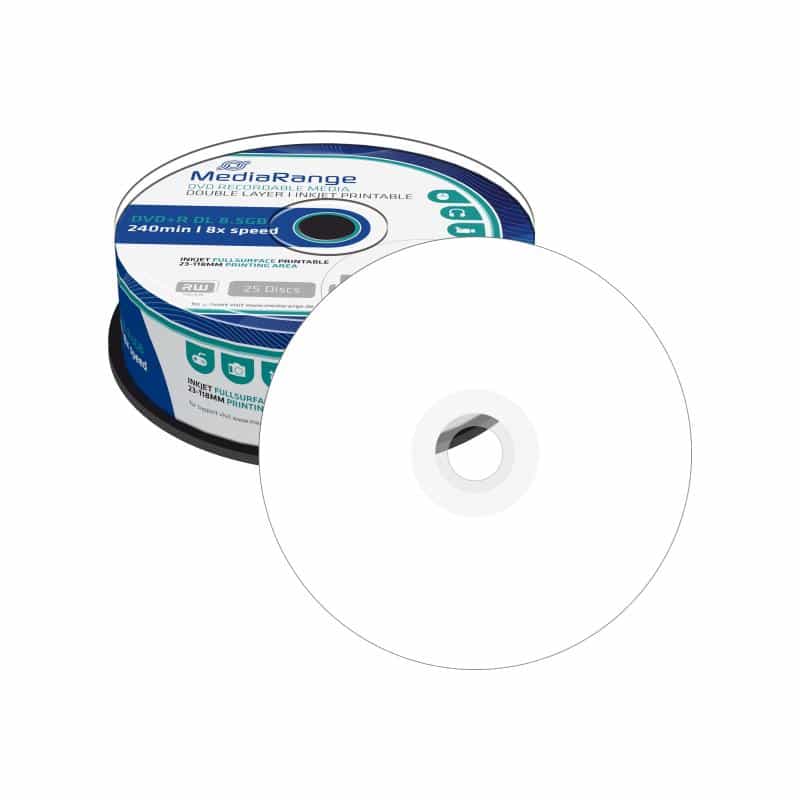 MEDIARANGE DVD+R MediaRange DL 8x 25pcs Cake Inkjet Fullsurface Printab MEDIARANGE DVD+R MediaRange DL 8x 25pcs Cake Inkjet Fullsurface Printab