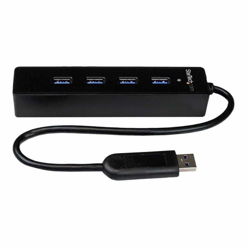STARTECH.COM 4 Port USB 3.0 SuperSpeed Hub - Schwarz - Portabler externer USB Hub mit eingebautem Ka STARTECH.COM 4 Port USB 3.0 SuperSpeed Hub - Schwarz - Portabler externer USB Hub mit eingebautem Ka