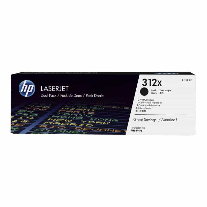 HP 312X 2er Pack Schwarz LaserJet Tonerpatrone (CF380X) HP 312X 2er Pack Schwarz LaserJet Tonerpatrone (CF380X)