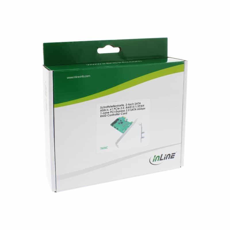 INLINE Schnittstellenkarte, 2-fach SATA 6Gb/s, x1 PCIe 2.0, RAID 0/1/SPAN INLINE Schnittstellenkarte, 2-fach SATA 6Gb/s, x1 PCIe 2.0, RAID 0/1/SPAN