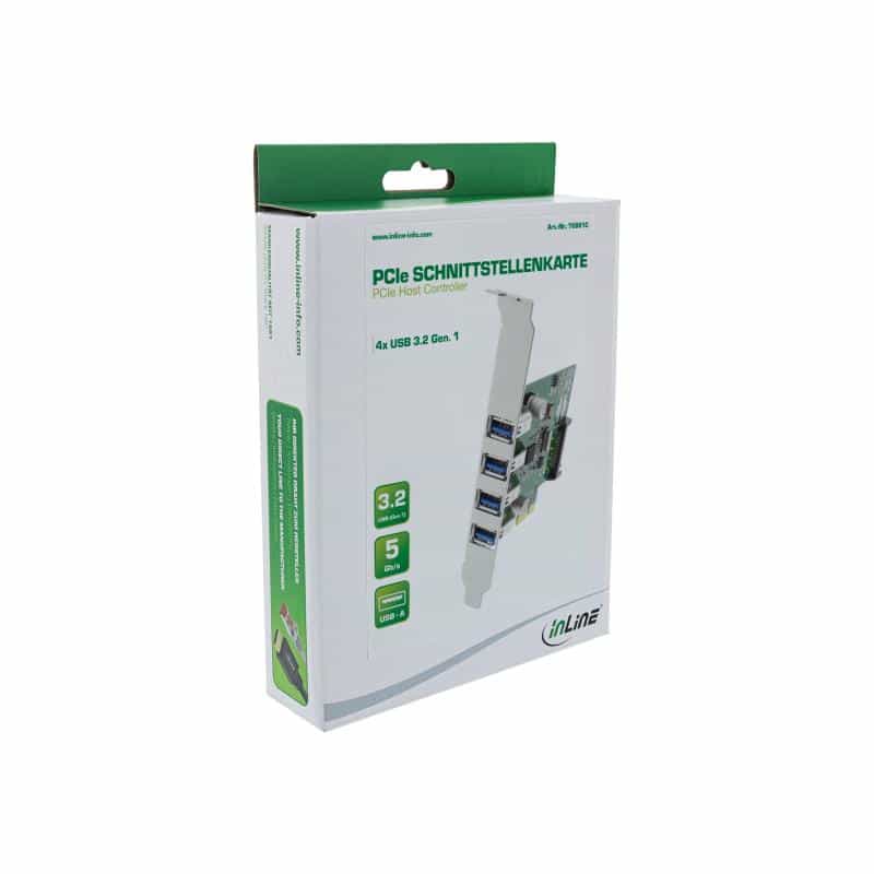 INLINE Schnittstellenkarte 4x USB 3.0 PCIe inkl. Low-Profile Slotblech mit SATA Stromanschluss INLINE Schnittstellenkarte 4x USB 3.0 PCIe inkl. Low-Profile Slotblech mit SATA Stromanschluss