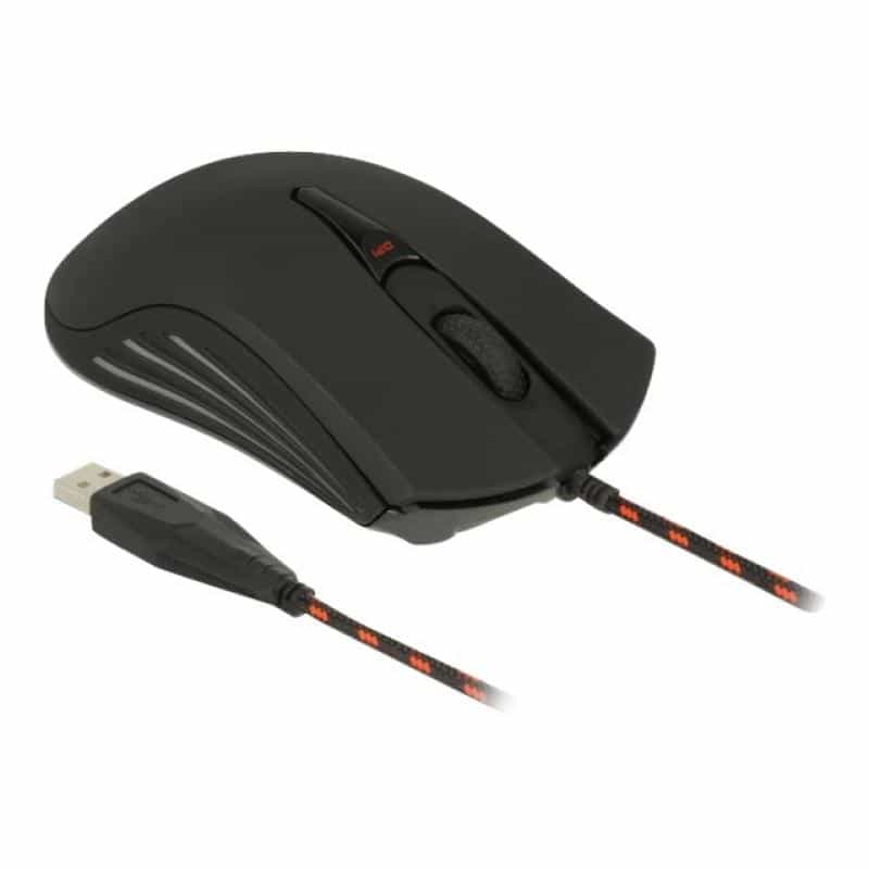 DELOCK - Maus - rechts- und linkshändig - optisch - 4 Tasten - kabelgebunden - USB - Schwarz, Rot DELOCK - Maus - rechts- und linkshändig - optisch - 4 Tasten - kabelgebunden - USB - Schwarz, Rot