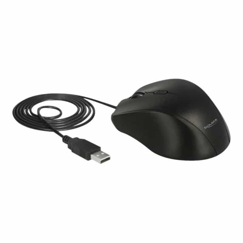 DELOCK - Maus - Für Linkshänder - optisch - 5 Tasten - kabelgebunden - USB - Schwarz DELOCK - Maus - Für Linkshänder - optisch - 5 Tasten - kabelgebunden - USB - Schwarz