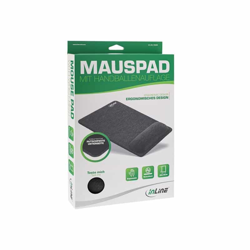 INLINE - Mauspad mit Handgelenkpolsterkissen - Schwarz, Grau gesprenkelt (55262) INLINE - Mauspad mit Handgelenkpolsterkissen - Schwarz, Grau gesprenkelt (55262)