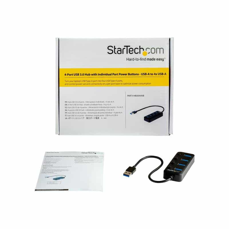 STARTECH.COM 4 Port USB3.0 Hub - 4xUSB-A mit individuellen An/Aus-Schaltern - Mobiler USB3.0 Verteil STARTECH.COM 4 Port USB3.0 Hub - 4xUSB-A mit individuellen An/Aus-Schaltern - Mobiler USB3.0 Verteil
