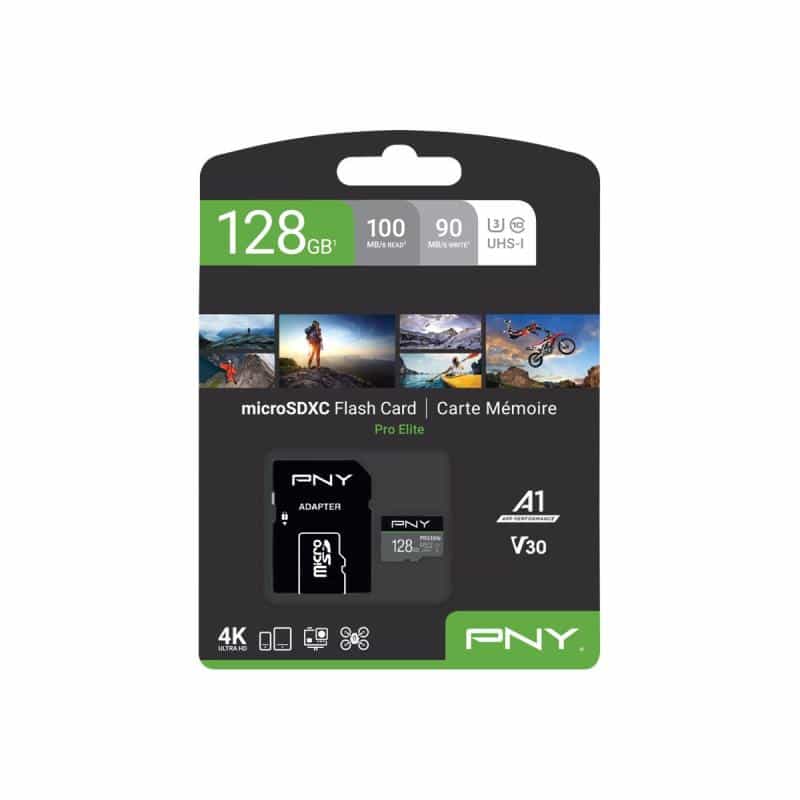 PNY MICRO-SD Card PRO ELITE 128GB Class 10 XC UHS I U3 A1 V30 SD adapter PNY MICRO-SD Card PRO ELITE 128GB Class 10 XC UHS I U3 A1 V30 SD adapter