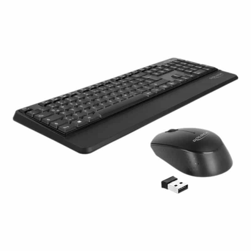 DELOCK USB Tastatur und Maus Set 2,4 GHz schwarz (Handballenauflage). DELOCK USB Tastatur und Maus Set 2,4 GHz schwarz (Handballenauflage).