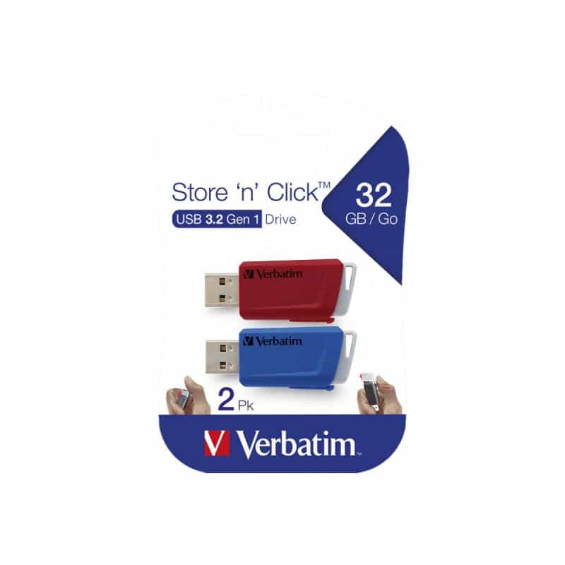 VERBATIM USB-Stick 2x 32GB Verbatim 3.2 Store'n Click Gen1 rot/blau extern retail VERBATIM USB-Stick 2x 32GB Verbatim 3.2 Store'n Click Gen1 rot/blau extern retail