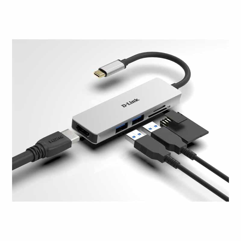 D-LINK USB-C 5-Port USB 3.0 Hub mit HDMI und SD & microSD Card Reader D-LINK USB-C 5-Port USB 3.0 Hub mit HDMI und SD & microSD Card Reader
