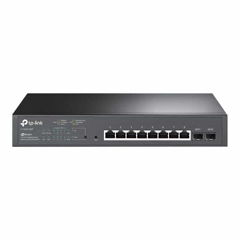 TP-LINK JetStream 10-Port Gigabit Smart Switch with 8-Port PoE+ TP-LINK JetStream 10-Port Gigabit Smart Switch with 8-Port PoE+