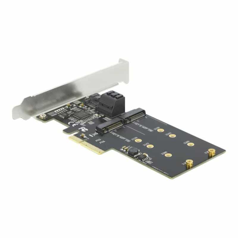 DELOCK 3 Port SATA und 2 Slot M.2 Key B PCI Express x4 Karte - Low Profile Formfaktor DELOCK 3 Port SATA und 2 Slot M.2 Key B PCI Express x4 Karte - Low Profile Formfaktor