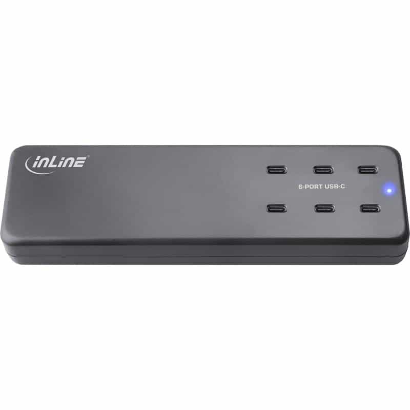 INLINE Multiport Netzteil, 120W Ladegerät, 6x USB Typ-C, PD 3.0, GaN, schwarz INLINE Multiport Netzteil, 120W Ladegerät, 6x USB Typ-C, PD 3.0, GaN, schwarz