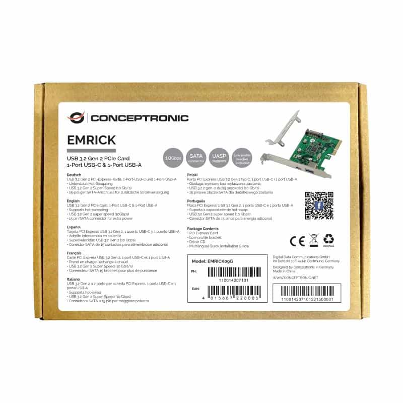CONCEPTRONIC PCI Express Card 2 Port 1xUSBC 1XUSBA USB 3.2 CONCEPTRONIC PCI Express Card 2 Port 1xUSBC 1XUSBA USB 3.2