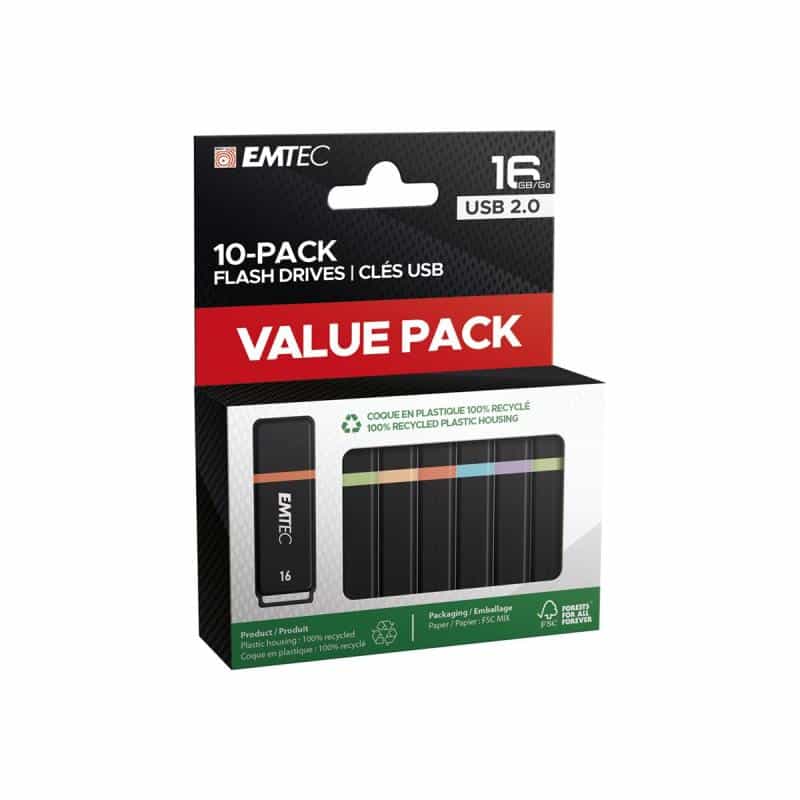 EMTEC USB-Stick 16 GB USB 2.0 10er Pack Color Mix retail EMTEC USB-Stick 16 GB USB 2.0 10er Pack Color Mix retail