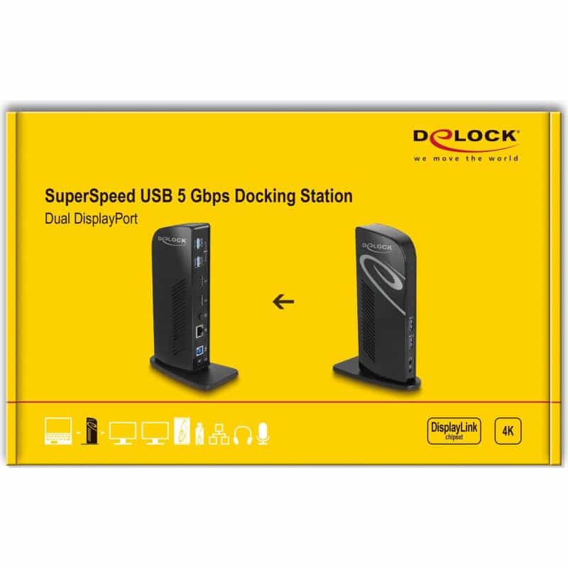 DELOCK USB Dockingstation Dual DisplayPort 4K / USB 3.2 DELOCK USB Dockingstation Dual DisplayPort 4K / USB 3.2