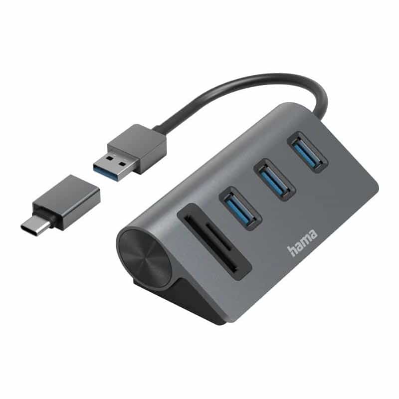 HAMA USB-Hub/Kartenleser, 5 Ports, 3x USB-A, SD, microSD HAMA USB-Hub/Kartenleser, 5 Ports, 3x USB-A, SD, microSD